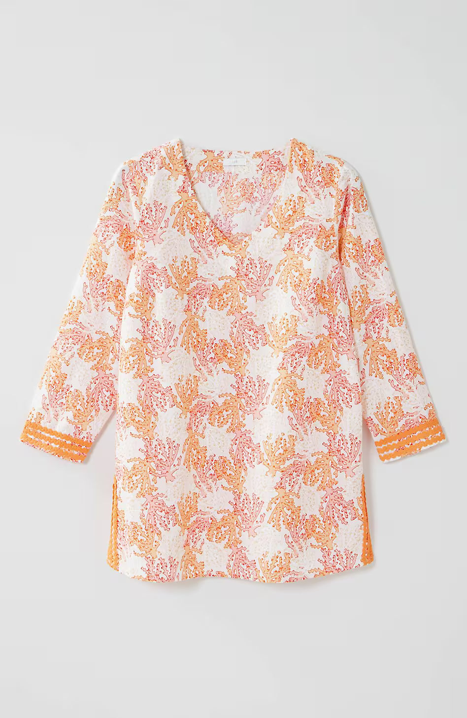 Linen-Blend Coral-Reef Tunic