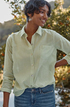 One-Pocket Shirred-Back Shirt