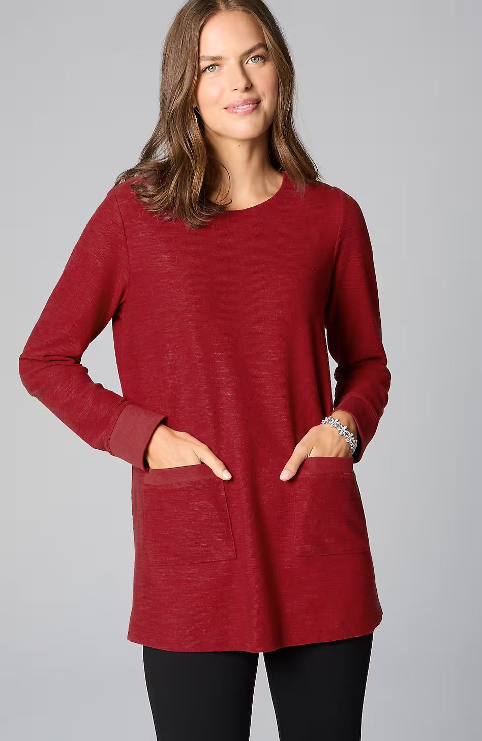 Textured Patch-Pocket Tunic