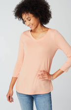 Pima 3/4-Sleeve V-Neck Tee