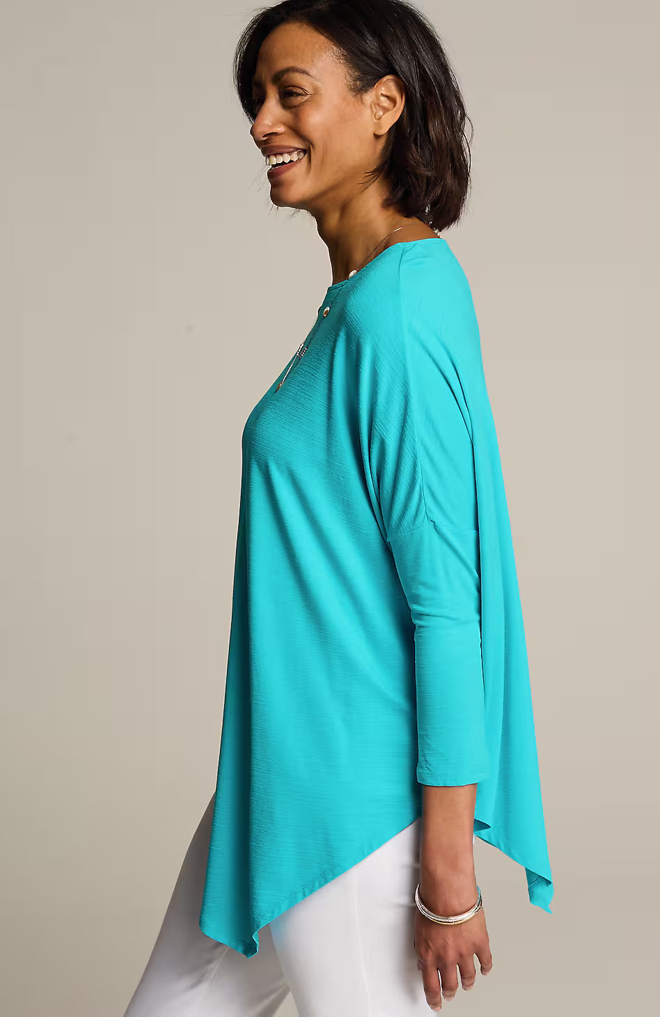 Wearever Slub-Knit Asymmetric Dipped-Hem Top