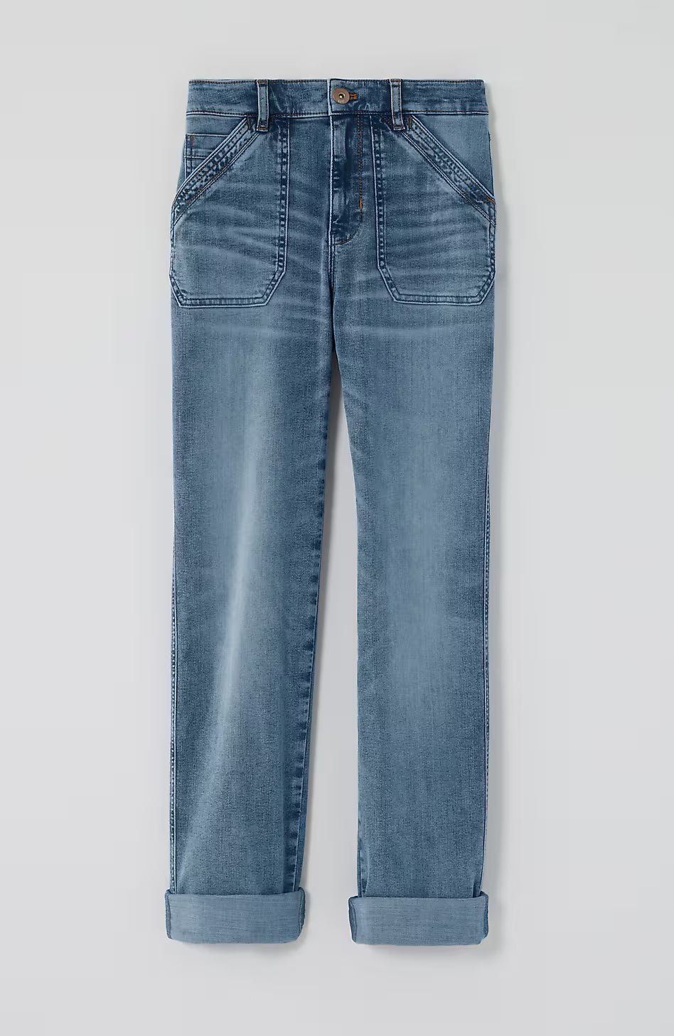 High-Rise Patch-Pocket Jeans