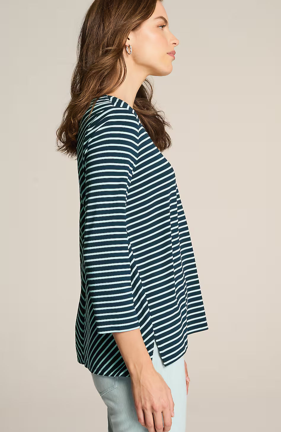 Wearever Mitered-Stripe V-Neck Top