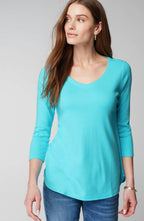 Pima 3/4-Sleeve V-Neck Tee