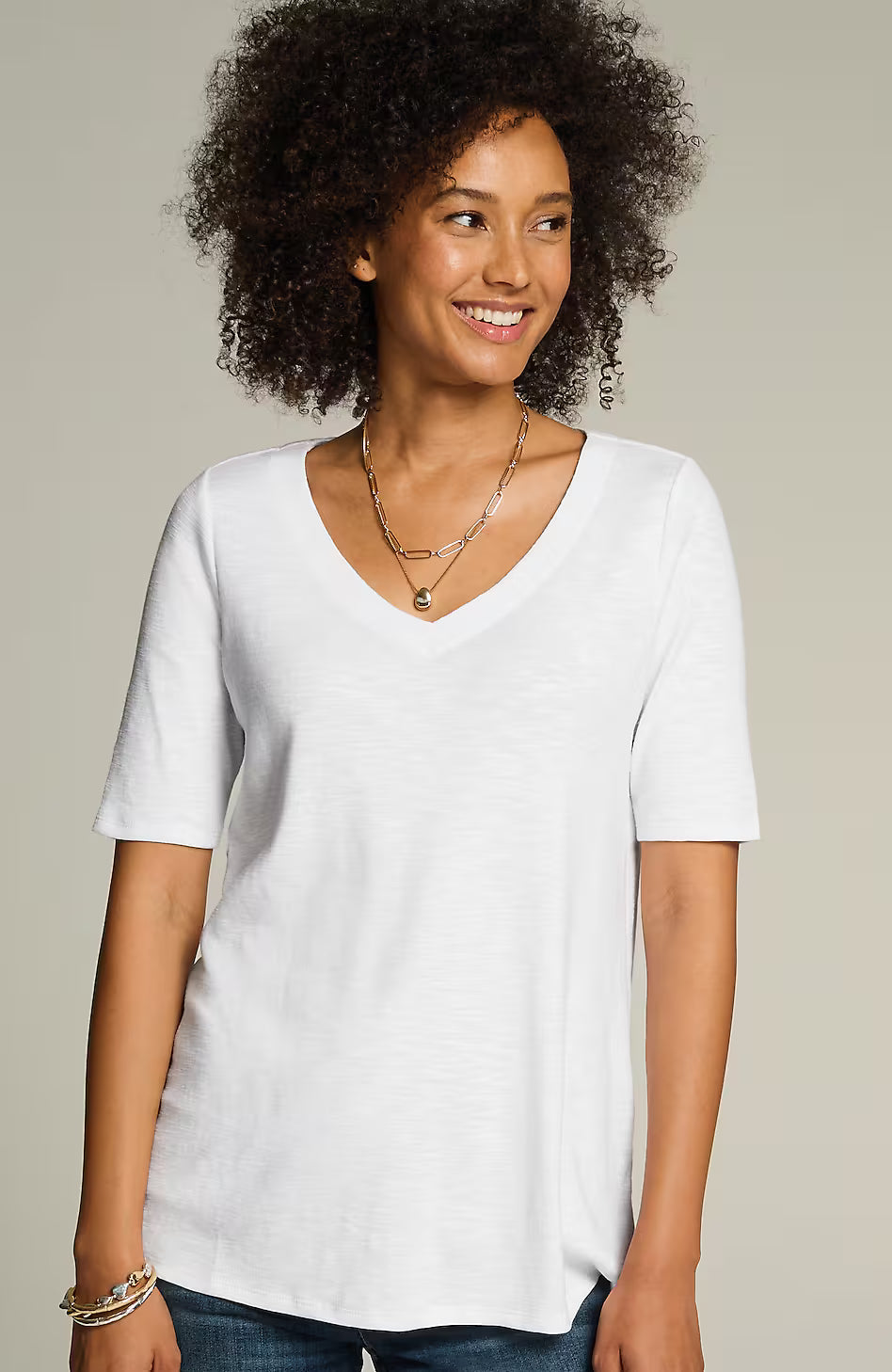 Pima-Slub Elbow-Sleeve Tee