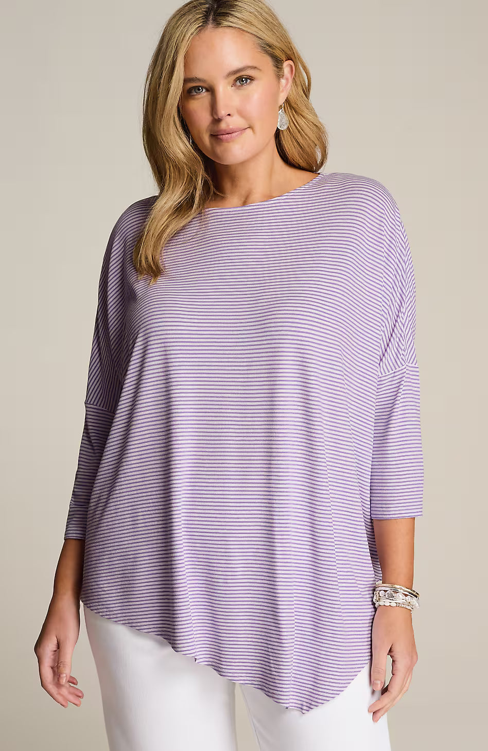 Wearever Slub-Knit Asymmetric Dipped-Hem Top