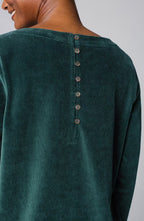 Pure Jill Corded-Velour Buttoned-Back Top