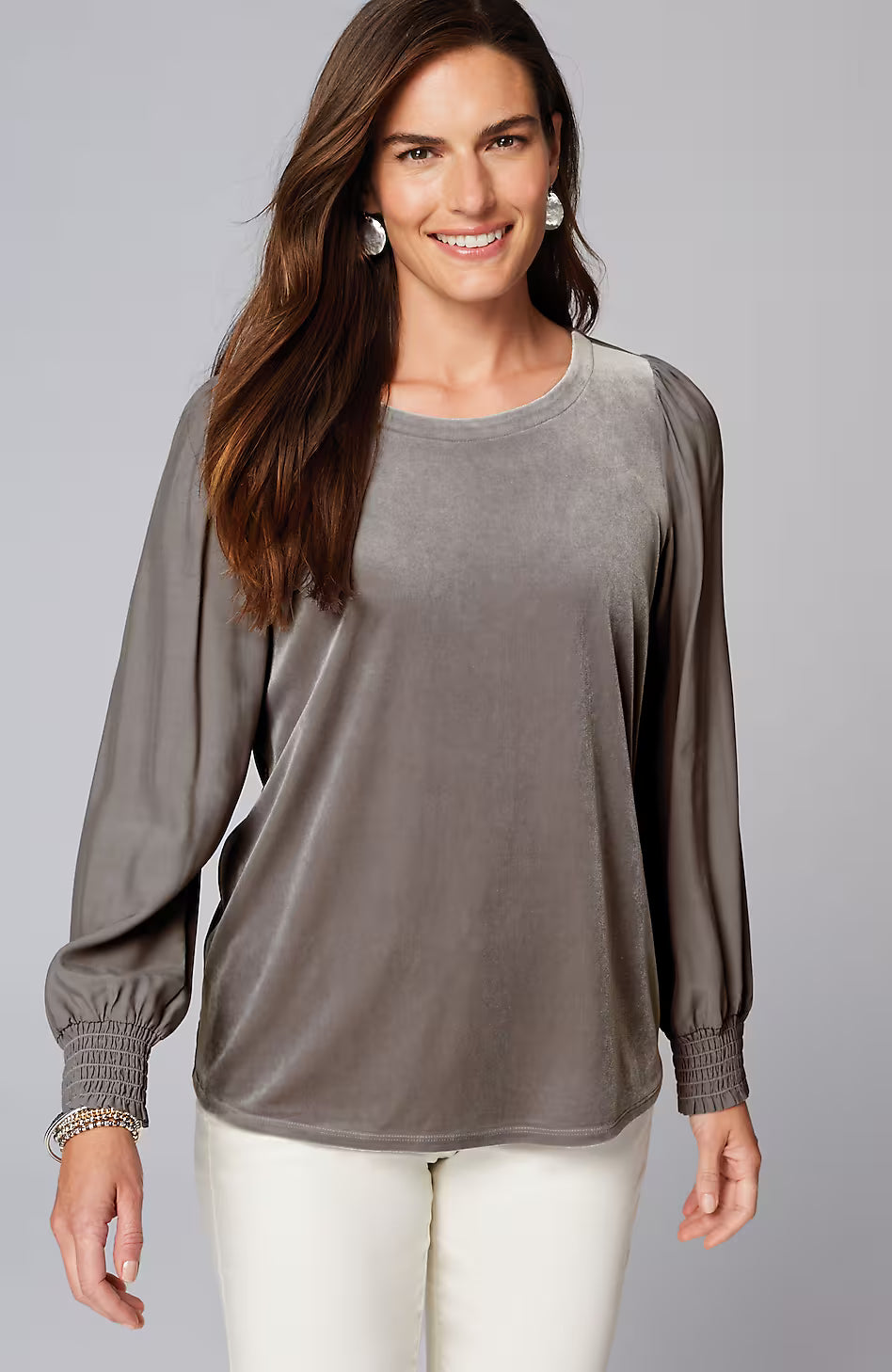 Velour Mixed-Media Top