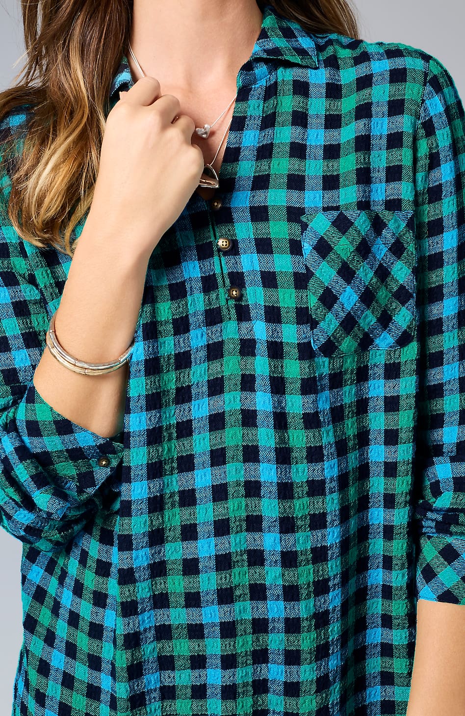 Soft-Textured Plaid Popover