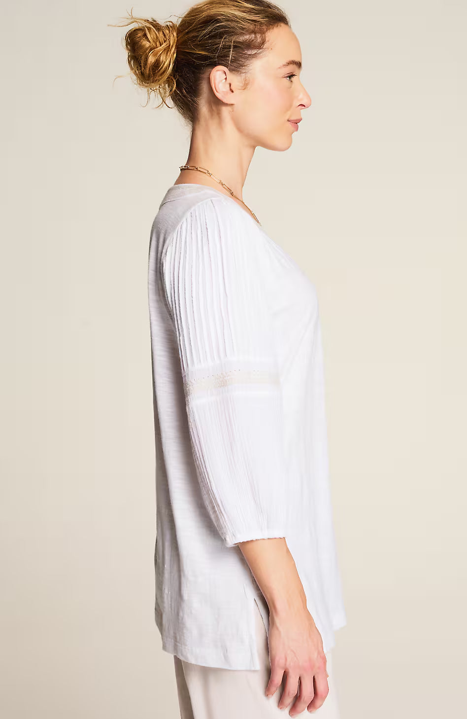 Pure Jill Mixed-Media Embroidered Tunic