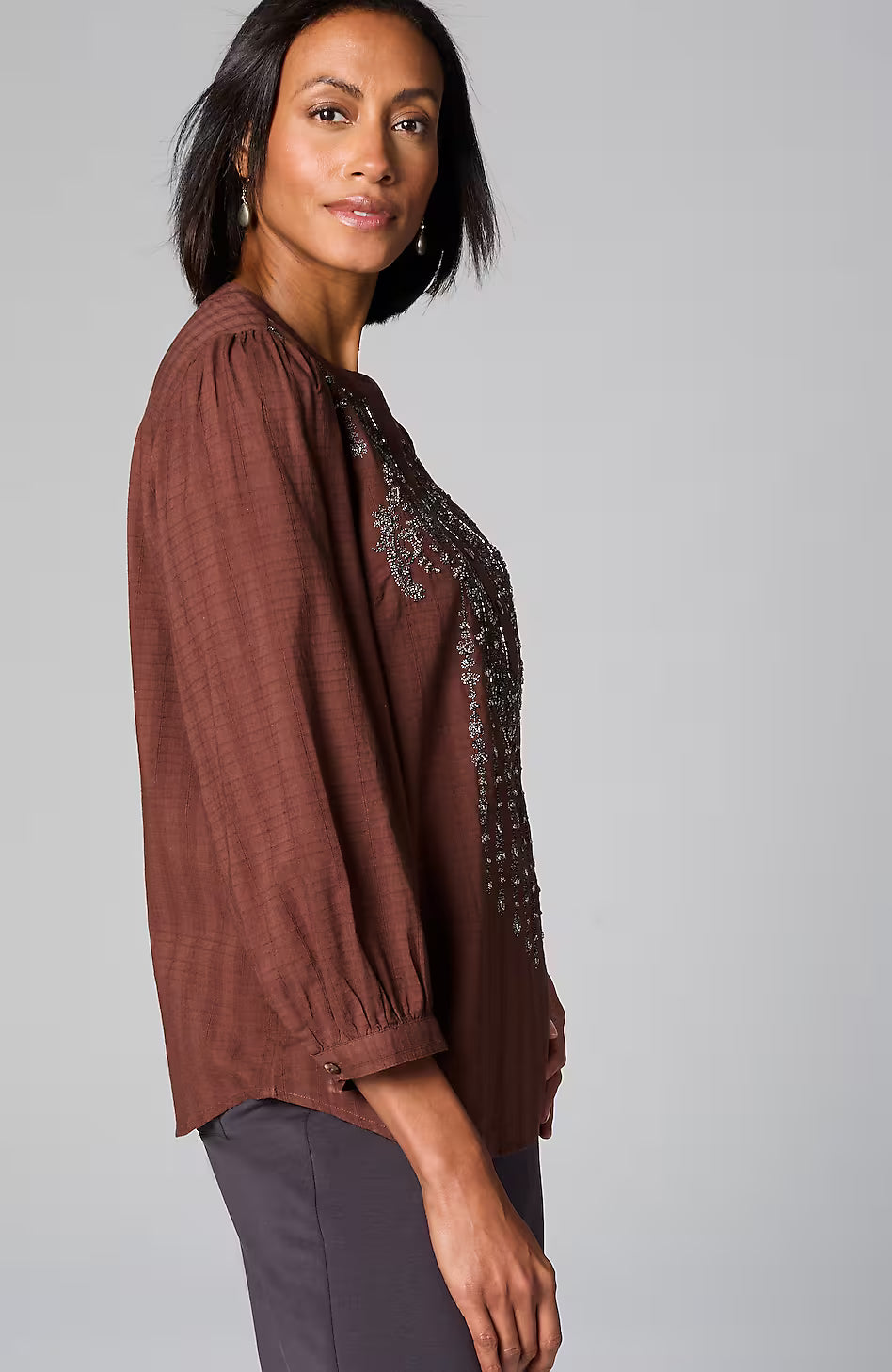 Pure Jill Beaded & Embroidered Top