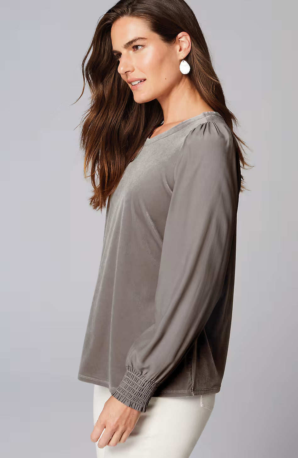 Velour Mixed-Media Top