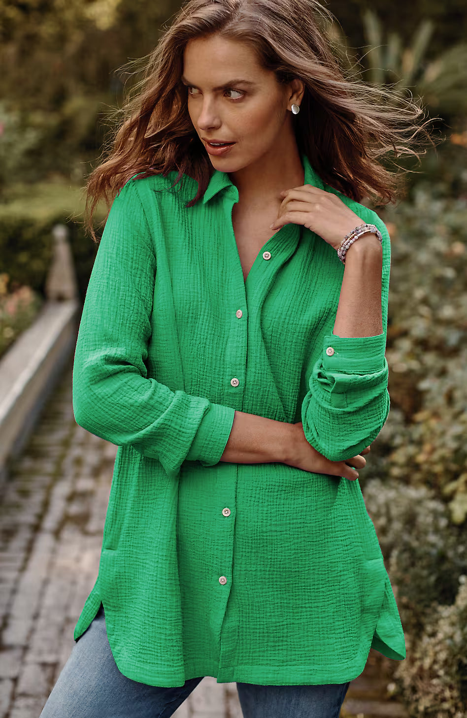 Cotton-Gauze Split-Hem Tunic