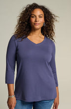 Pima 3/4-Sleeve V-Neck Tee