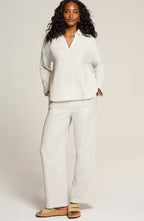 Pure Jill Textured Cotton-Gauze Collared Top