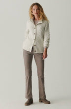 Cabled Button-Front Cardi