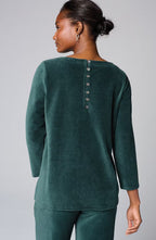 Pure Jill Corded-Velour Buttoned-Back Top