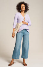 High-Rise Trapunto-Stitched Wide-Leg Jeans