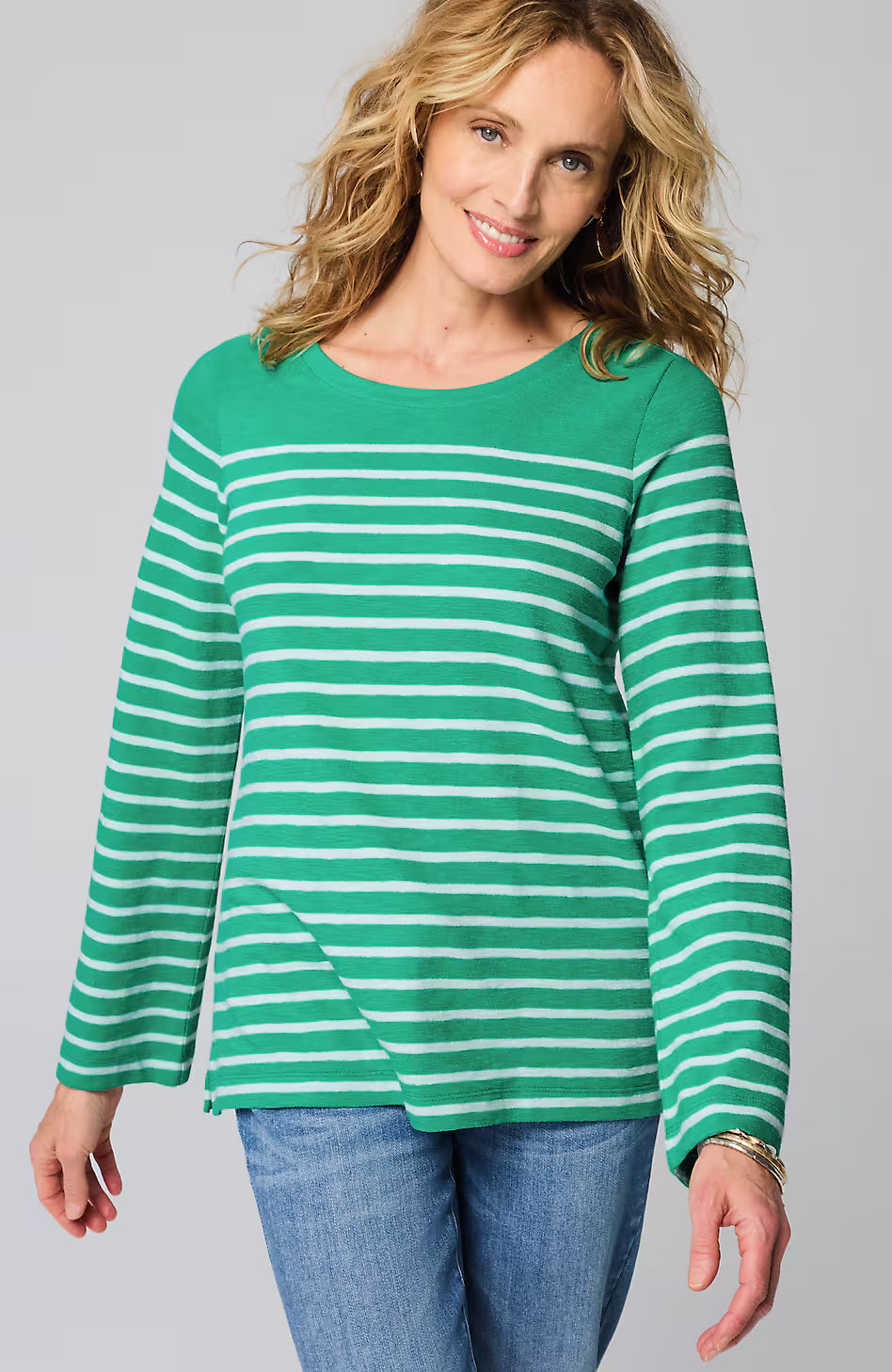 Textured-Cotton Striped Tee