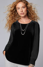 Velour Mixed-Media Top