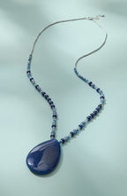 Beaded Blue Lapis Pendant Necklace