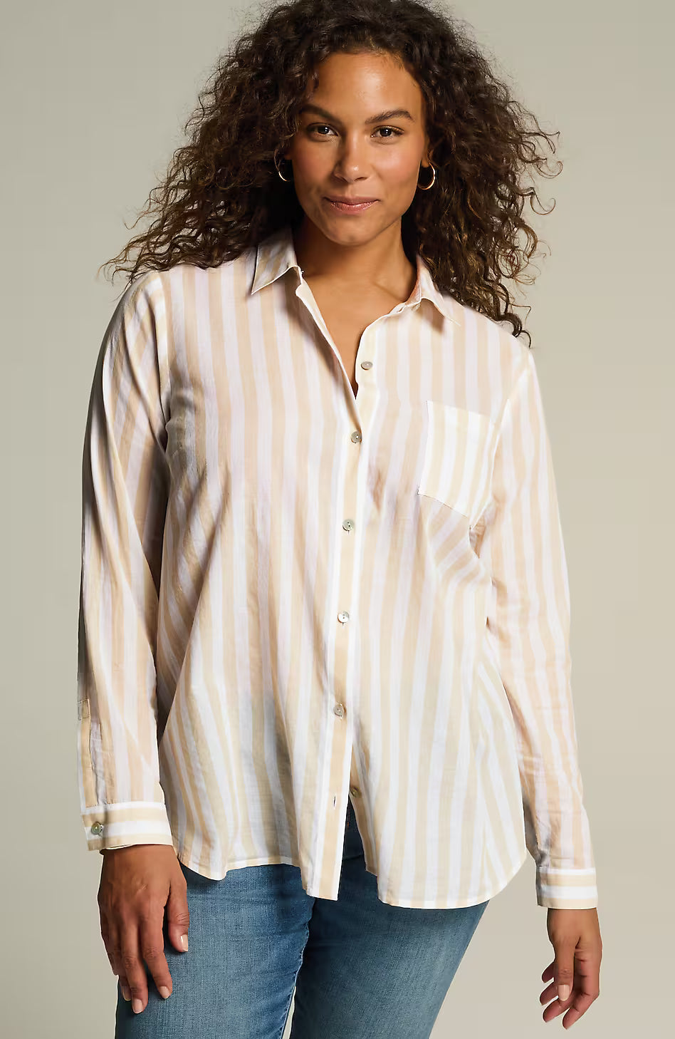 One-Pocket Shirred-Back Shirt