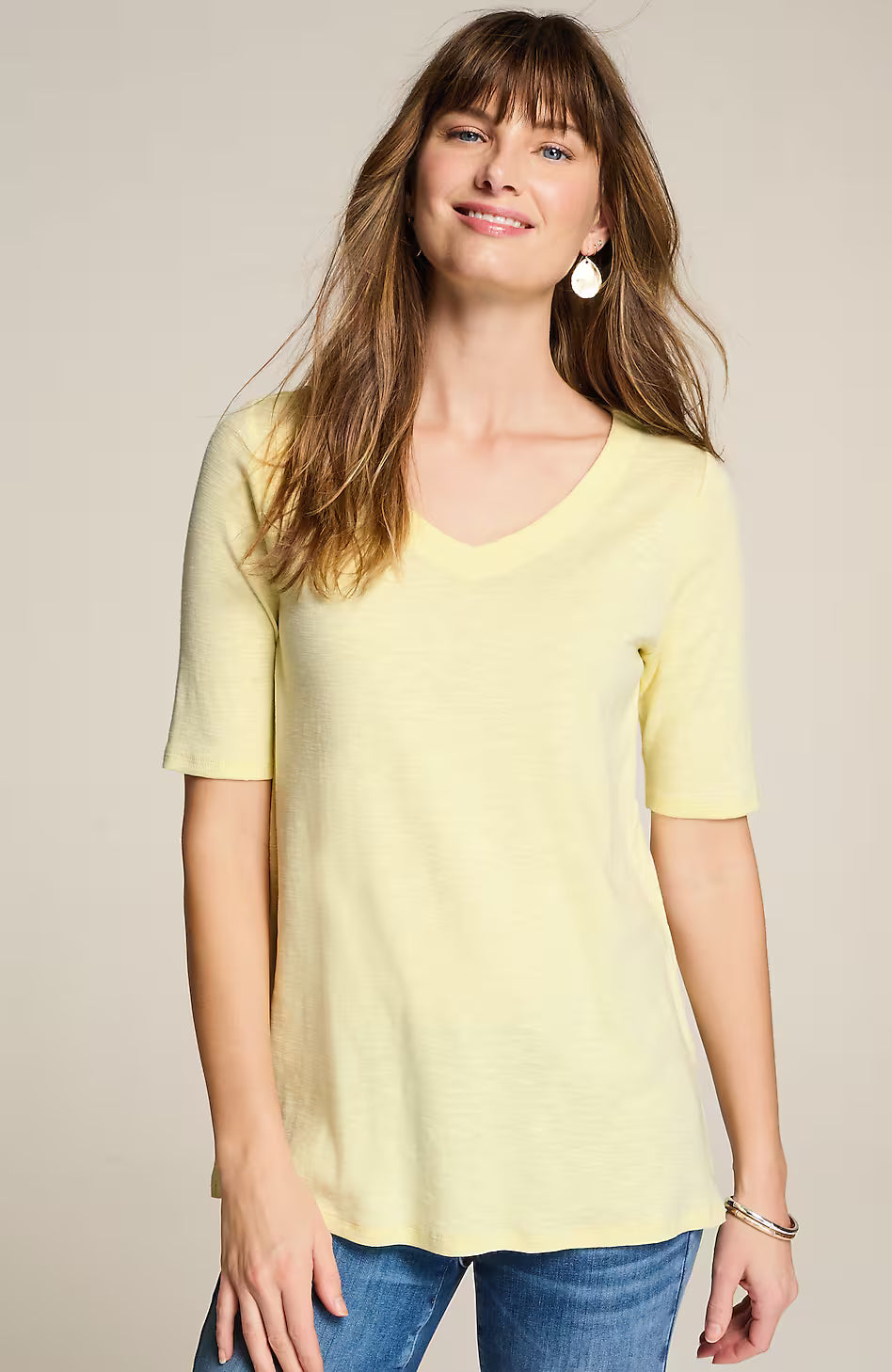 Pima-Slub Elbow-Sleeve Tee