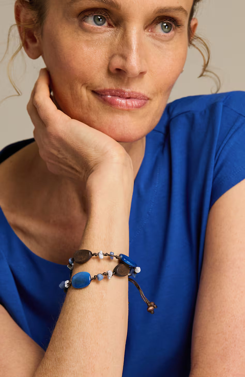 Layered Wood & Beads Bracelet