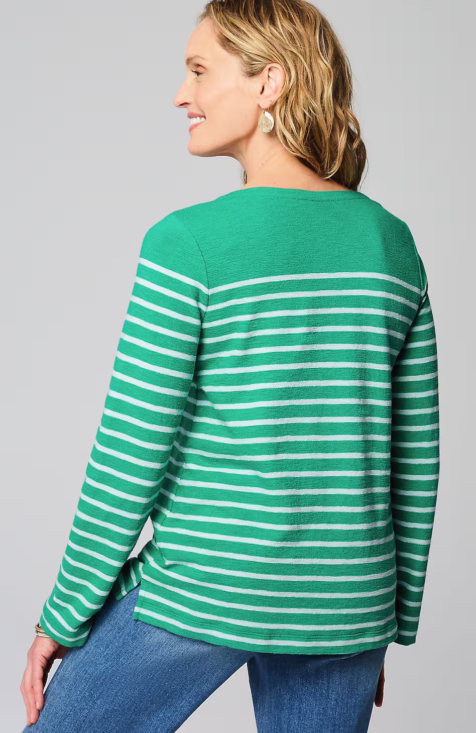 Textured-Cotton Striped Tee