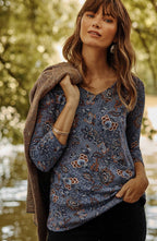 Pima 3/4-Sleeve V-Neck Tee