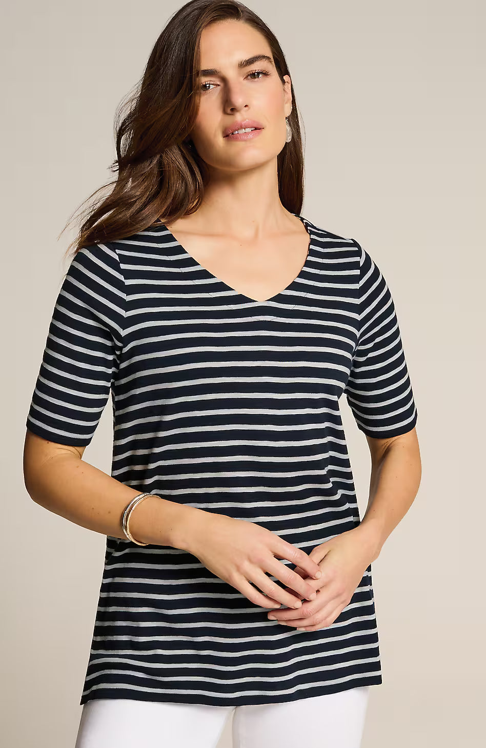 Pima-Slub Elbow-Sleeve Tee