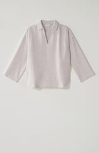 Pure Jill Textured Cotton-Gauze Collared Top