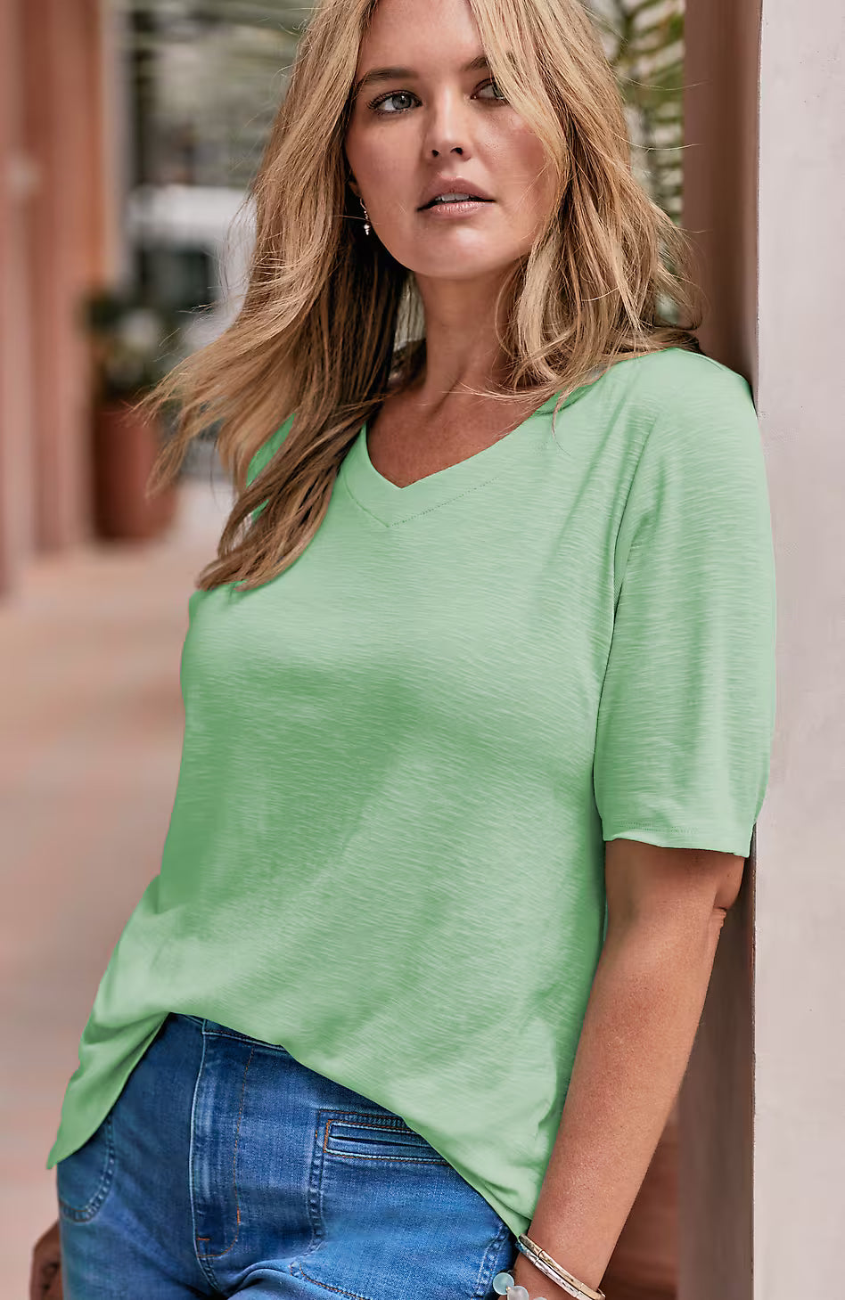 Pima-Slub Elbow-Sleeve Tee