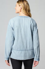 Pure Jill Indigo Split-Neck Top