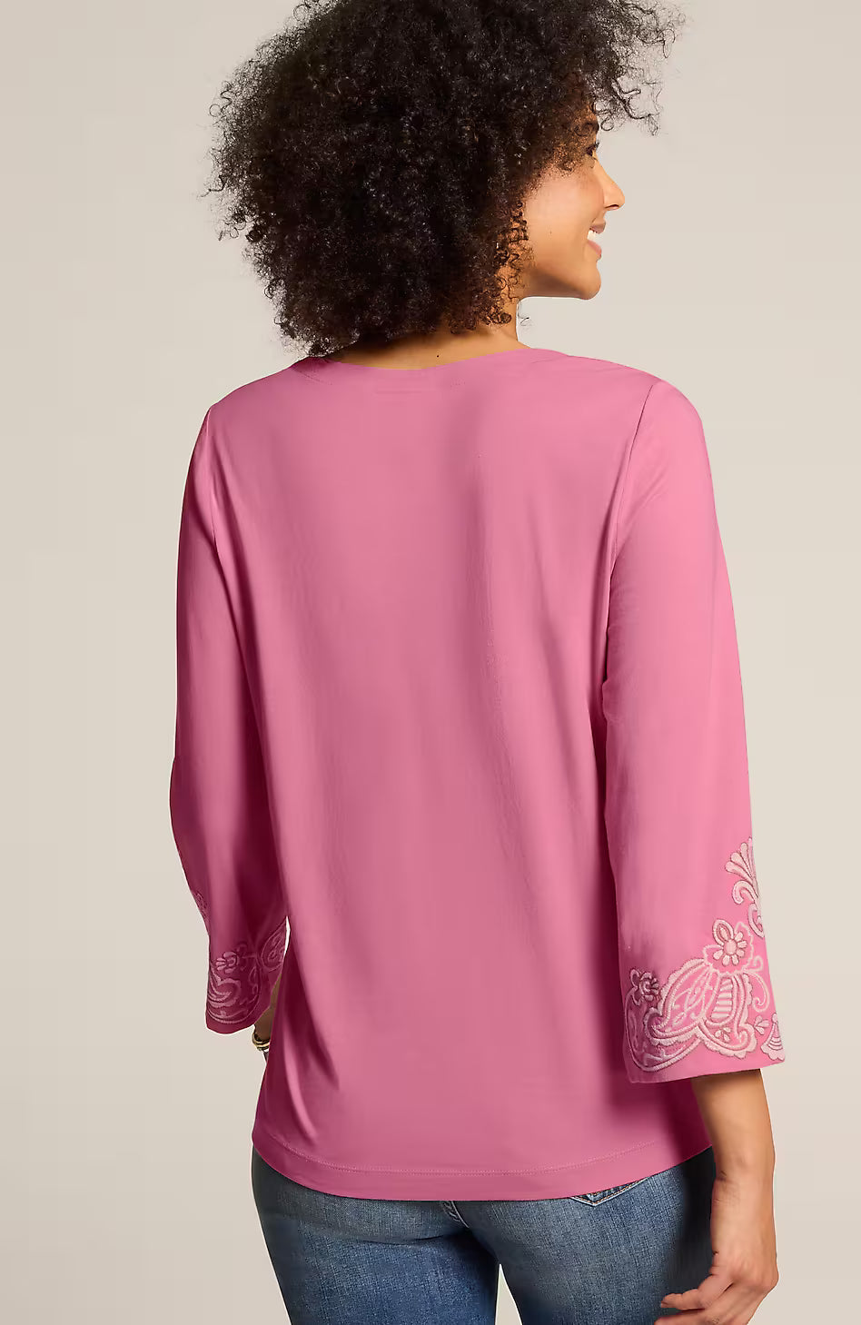 Embroidered V-Neck Top