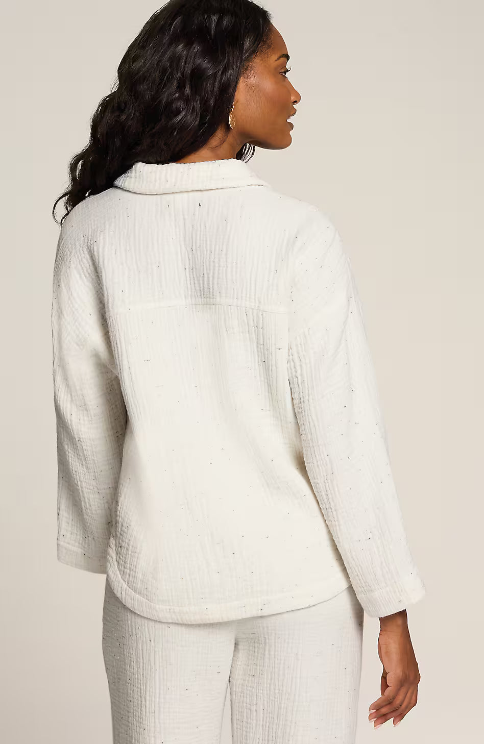 Pure Jill Textured Cotton-Gauze Collared Top