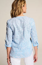 Embroidered Tie-Sleeve Top