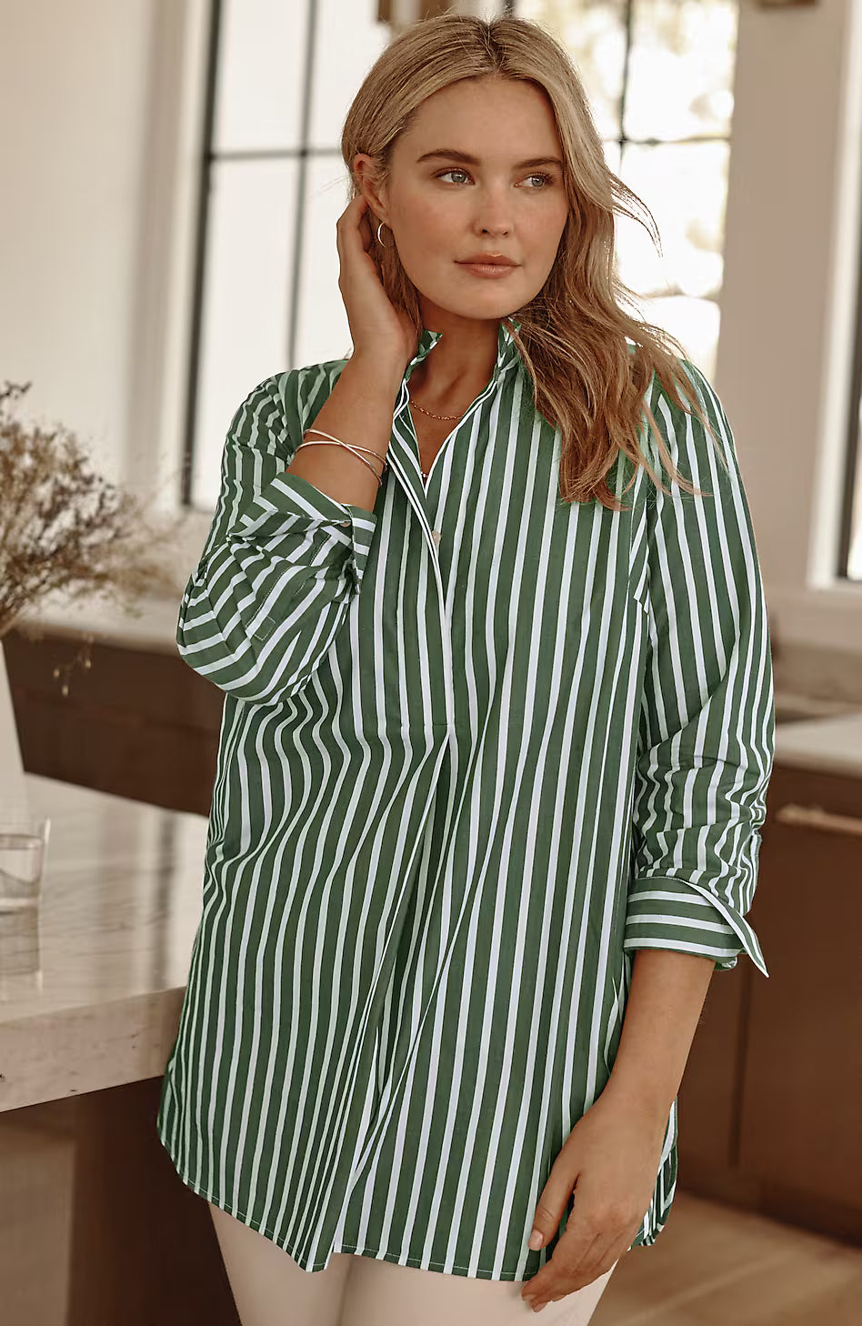 Cotton Stand-Collar Tunic