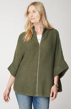 Jacquard-Knit Zip-Up Poncho