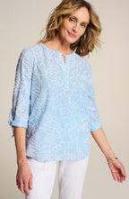 Embroidered Tie-Sleeve Top