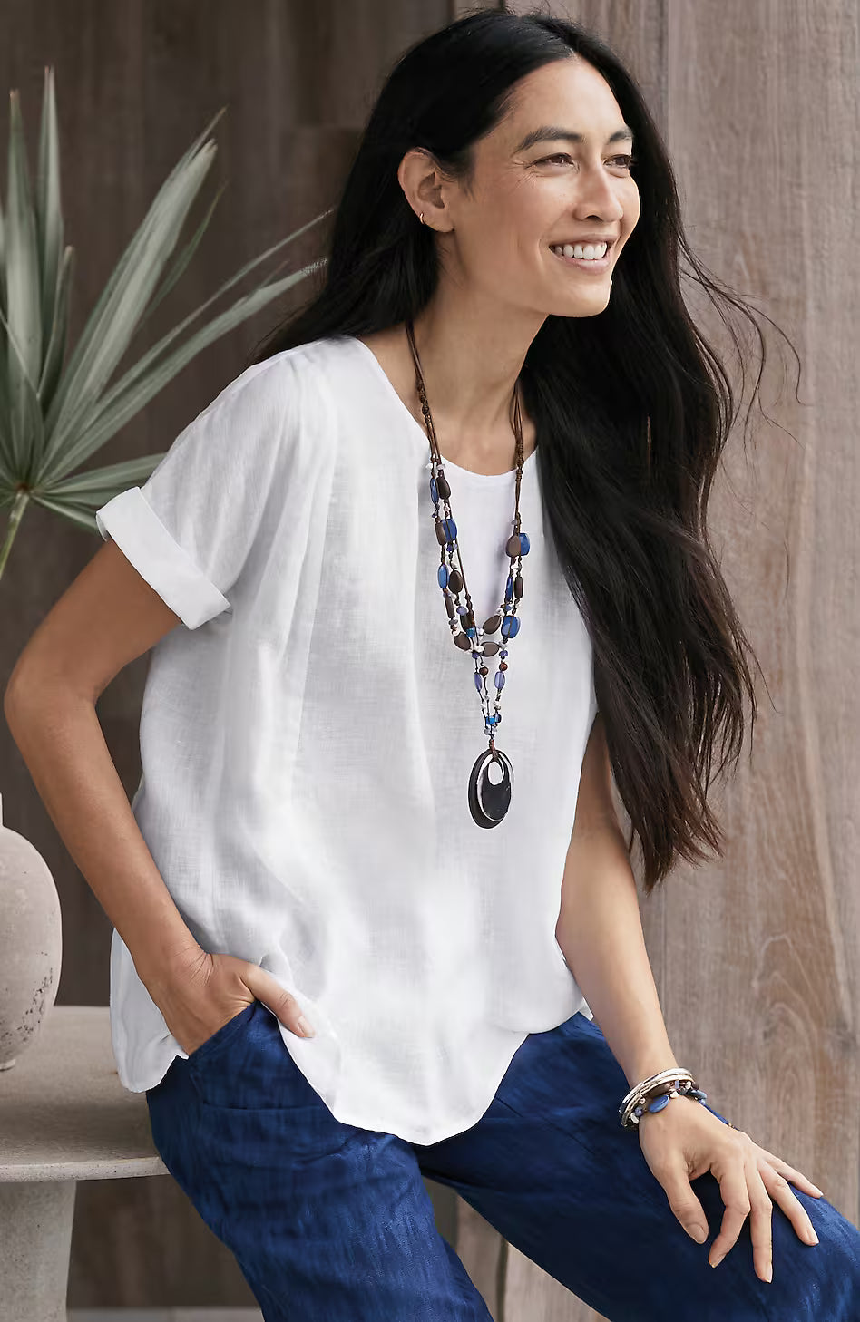 Pure Jill Linen Popover Top