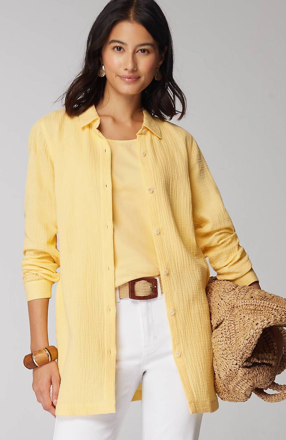 Cotton-Gauze Split-Hem Tunic