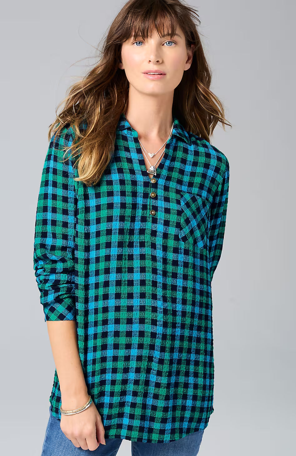 Soft-Textured Plaid Popover