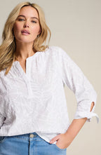 Embroidered Tie-Sleeve Top