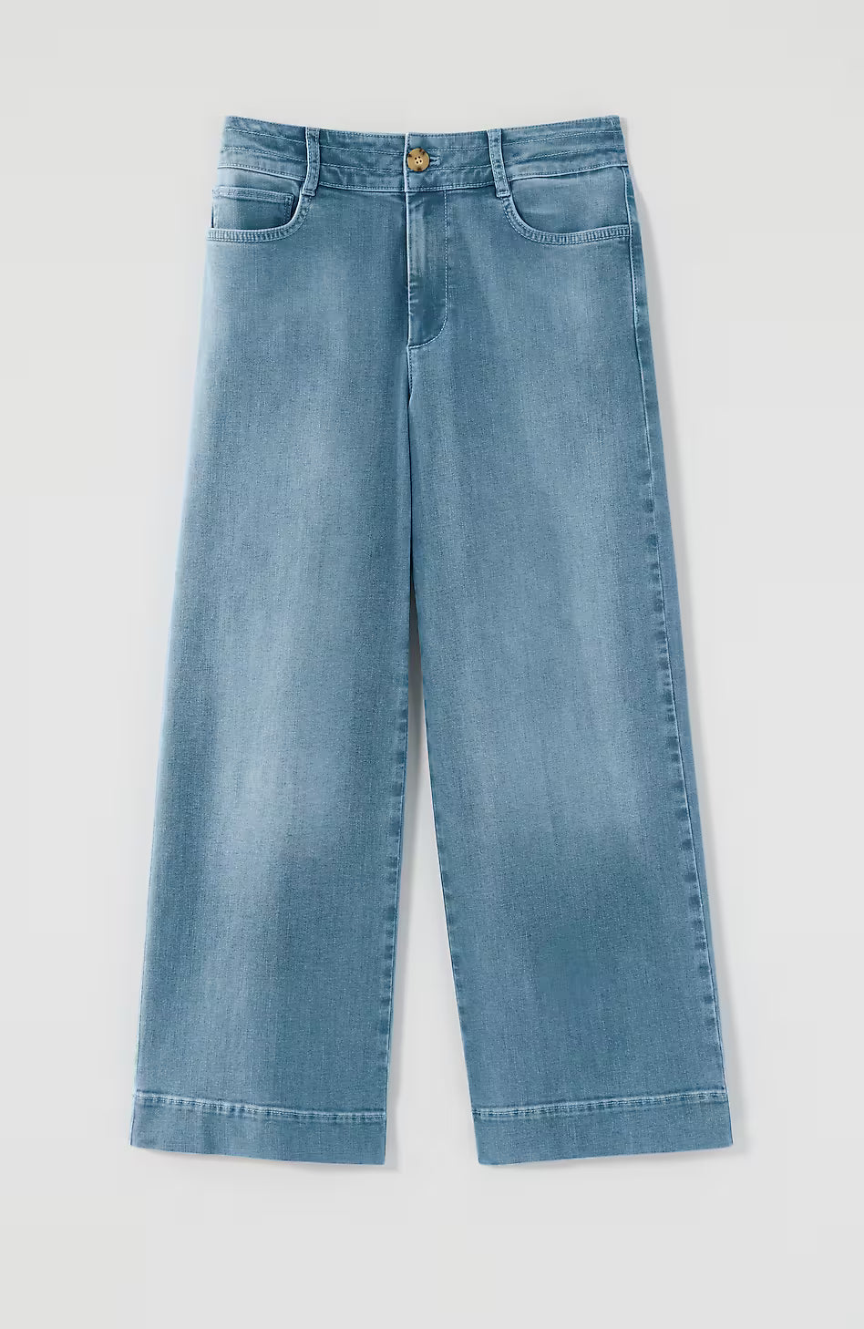 High-Rise Trapunto-Stitched Wide-Leg Jeans