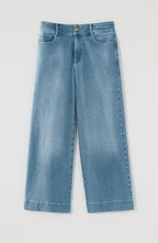High-Rise Trapunto-Stitched Wide-Leg Jeans