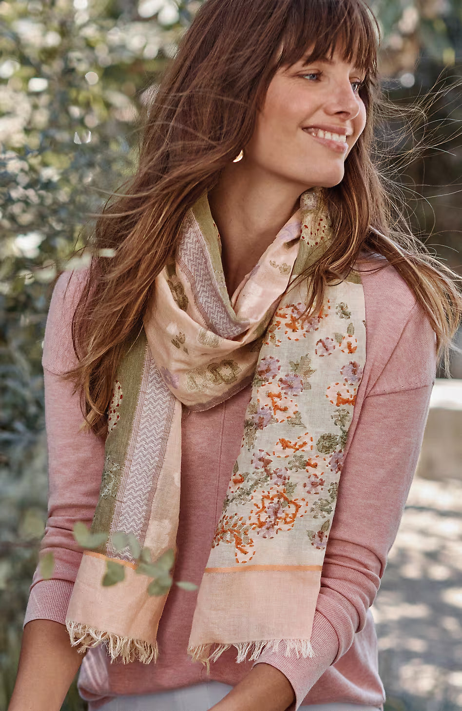 Compassion Fund Floral-Embroidered Scarf