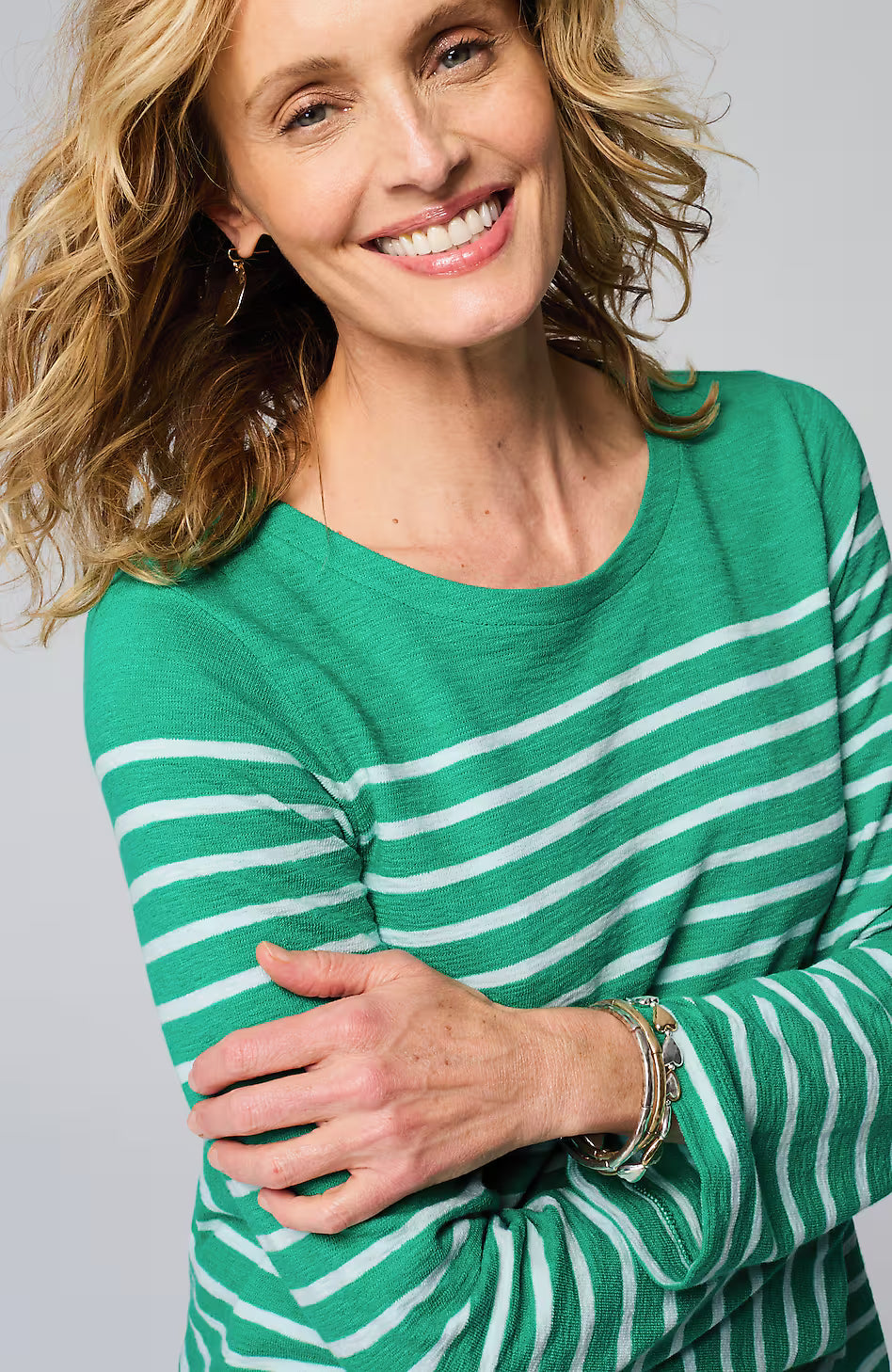 Textured-Cotton Striped Tee