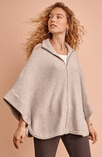 Jacquard-Knit Zip-Up Poncho