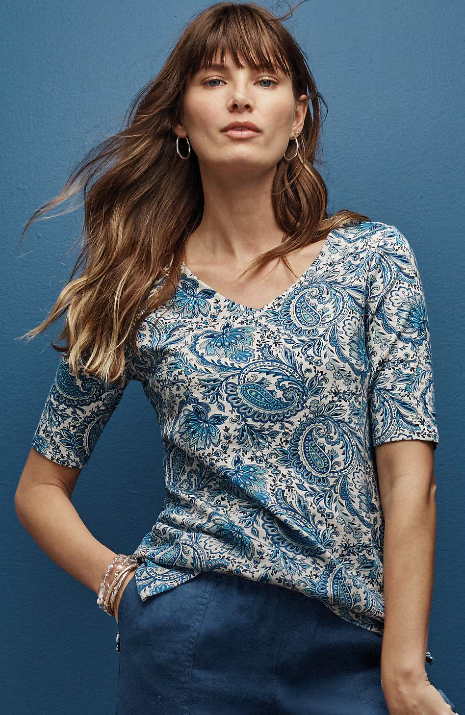 Pima-Slub Elbow-Sleeve Tee